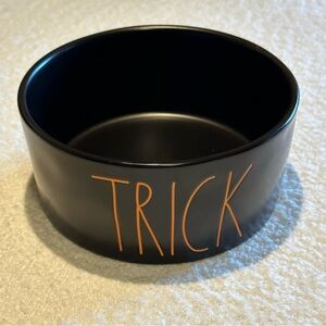 Rae Dunn TRICK 6” Dog Bowl Black Orange NWOT Halloween